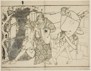 Os atores Arashi Ryuzo e Morita Kanya VIII