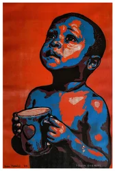Criança cheia de esperança com caneca