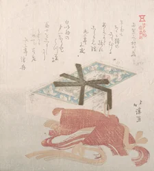 Caixa de Pó de Rosto e Gravatas para o Cabelo, Especialidades de Shimomura em Ryogaecho, século XIX.