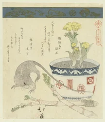 Rato e venha com adonis Uma série de trinta e seis pássaros (título da série) Sanjûrokutoritsukushi (título da série no objeto)