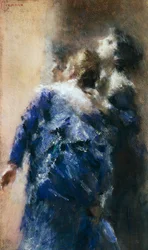 As senhoras curiosas, de Tranquillo Cremona (1837-1878), aguarela sobre papel, 50x32 cm.