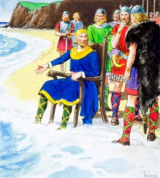 Rei Canuto falhando em conter as ondas, início do século 11 c1900