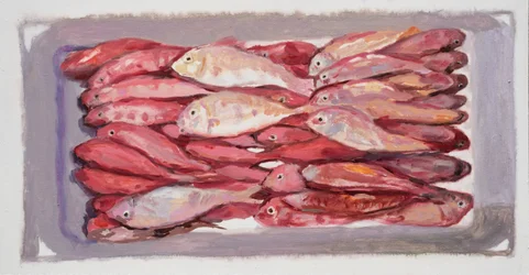 Caixa de peixe 4 (Billingsgate, Londres), 2016 (óleo sobre cartão)
