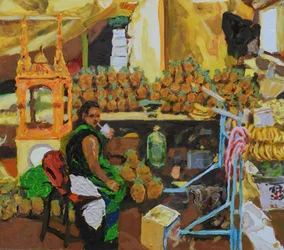 Trilogia do ananás 2 (Cidade do México), 2018 (óleo sobre tábua)