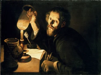 Um médico com uma amostra de urina, c1630-1633