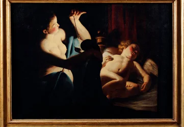 "Psyche descobre Cupido" Pintura por Trofime (Teofismo) Bigot, conhecido como o mestre com a vela (1579-1650) Óleo sobre tela - Pinacoteca Civica, Teramo