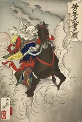 Uesugi Kenshin Nyūdō Terutora a cavalgar para a batalha
