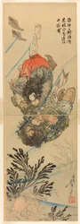 Zhang Shun, o Salpico Branco nas Ondas, e Li Kui, o Redemoinho Negro, numa luta subaquática (Rori Hakucho Chojun e Kokusenpu Riki)
