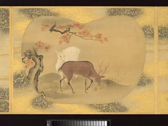 Álbum de pinturas de figuras, pássaros e flores em forma de leque