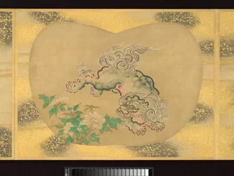 Álbum de pinturas de figuras, pássaros e flores em forma de leque