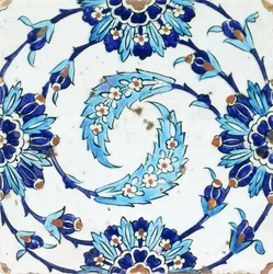 Um ladrilho de cerâmica Iznik, com um motivo floral em espiral, do início do século 17 (cerâmica)