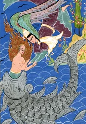 Jonas e o peixe gigante (aguarela sobre papel)