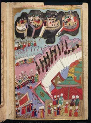 TSM H.1524 As Forças de Suleyman, o Magnífico (1484-1566) Cercando uma Fortaleza Cristã, a partir do &39;Hunername&39; de Lokman, 1588 (ver também 182451)