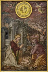 Natividade de Jesus, porta de um cibório, primeira metade do século XVI (óleo sobre painel)