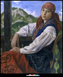 Retrato, de, um, jovem, camponês