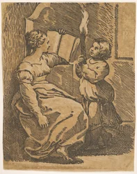 Uma leitura de Sybil voltada para a direita, ca. 1517-18.