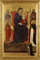 A Virgem e o Menino entronizaram-se com os santos Pedro, Paulo, João Batista, Dominic e um doador, 1325-35