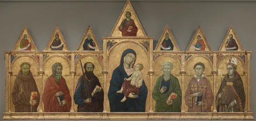 Virgem e Criança com Santos Francisco, André, Paulo, Pedro, Estevão e Luís de Toulouse, c.1317-21