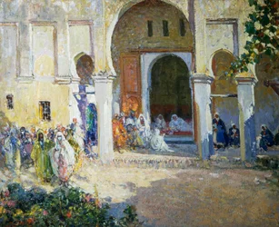 Acórdão do Pasha, Fes 1924, pintura de Ulisse Caputo (1872-1948), 80x100 cm, Itália, século XX
