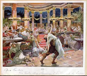 Um banquete no palácio de Nero, ilustração de &39;Quo Vadis&39; por Henryk Sienkiewicz (1846-1916), c.1910