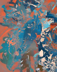 Líquido Laranja e Azul - Abstrato