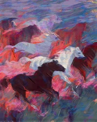 Cavalos a correr com energia