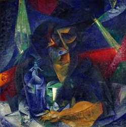 Senhora no café ou "Compentration of lights and plans" Pintura de Umberto Boccioni (1882-1916) cerca de 1912 Dim 86x86 cm Milão, Museo del Novecento