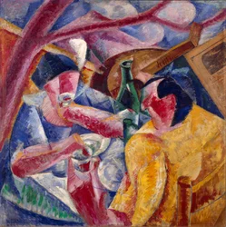 Sob a pérgola, Pintura de Nápoles por Umberto Boccioni (1882-1916) 1914. Óleo e colagem sobre tela. Dim. 83x83 cm Milão, Museu de Novecento