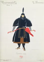 Desenho de figurino para os Guardas Negros de Turandot, de Giacomo Puccini