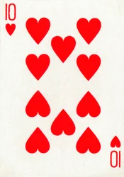 10 de Copas de um baralho da Goodall & Son Ltd. jogando cartas, c1940