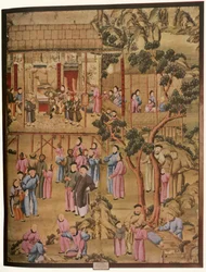 Papel de parede chinês do século XVIII no estilo da dinastia Ching, 1934.