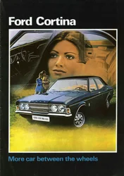 1972 Ford Cortina Mk3 capa da brochura de vendas.