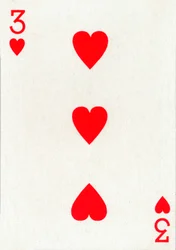 3 de Copas de um baralho de cartas de baralho Goodall & Son Ltd., c1940