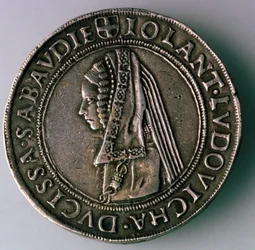 4-Testoon. Ducado Sabóia, Itália, Verso: Iolanta Ludovica, Duquesa de Sabóia, 1497-1504