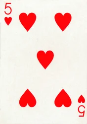 5 de Copas de um baralho da Goodall & Son Ltd. jogando cartas, c1940