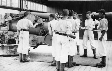 Broca de 6 polegadas, estabelecimento de treinamento da Marinha Real, Shotley, Suffolk, 1936
