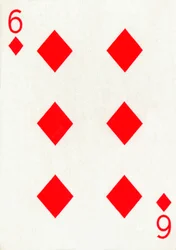 6 de ouros de um baralho de cartas de baralho Goodall & Son Ltd., c1940