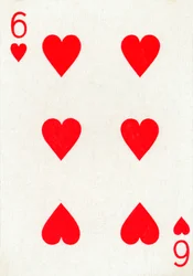 6 de Copas de um baralho de cartas de baralho Goodall & Son Ltd., c1940