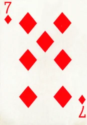 7 de ouros de um baralho de cartas de baralho Goodall & Son Ltd., c1940.