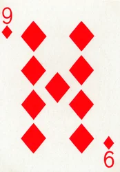 9 de ouros de um baralho de cartas de baralho Goodall & Son Ltd., c1940
