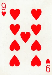 9 de Copas de um baralho de cartas de baralho Goodall & Son Ltd., c1940