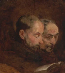 Uma cópia após uma pintura tradicionalmente atribuída a Van Dyck de dois monges lendo, final do século 18