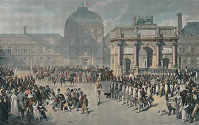 Um dia de revisão sob o Império, Place Du Carrousel, 1810, 1896