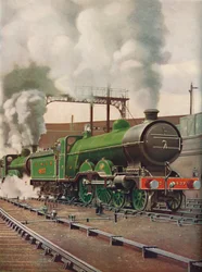 Um trem expresso pesado saindo de Kings Cross, LNEB, 1926