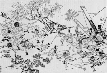 Uma imagem de artistas japoneses da invasão japonesa na Coréia em 1592 1907
