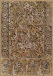 Um pano de púlpito com o casamento em Caná, c. 1400.
