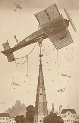 Um loop-the-looper em pensamento profundo, coçando a cabeça por um problema difícil, 1927