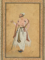 Um cortesão Mughal, c. 1575, a fronteira acrescentou provavelmente 1700.