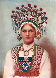 Uma menina norueguesa em vestido de noiva, 1912
