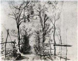 Um caminho cercado por árvores, c1620-1625 1958